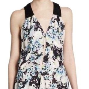 Parker Black Floral Silk Wrap Dress Leather straps